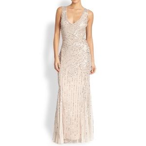 Aidan Mattox Fully-Beaded Floor-Length Gown